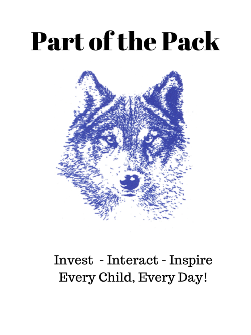 Wolf Drawing with words Part of the Pack - Invest, Interact, Inspire, Every Child, Every Day